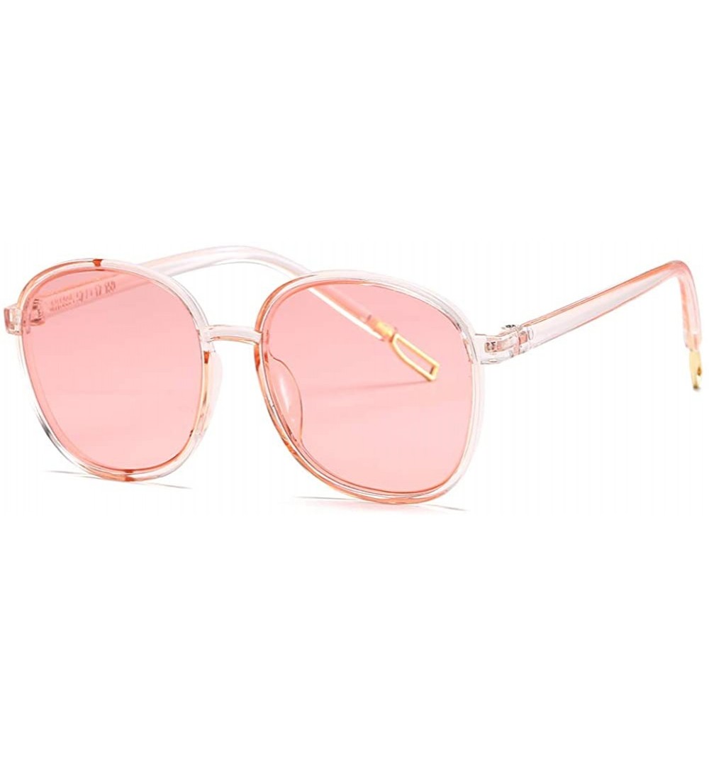 Round Unisex Sunglasses Retro Black Drive Holiday Round Non-Polarized UV400 - Pink - C918R0RC60H $6.98