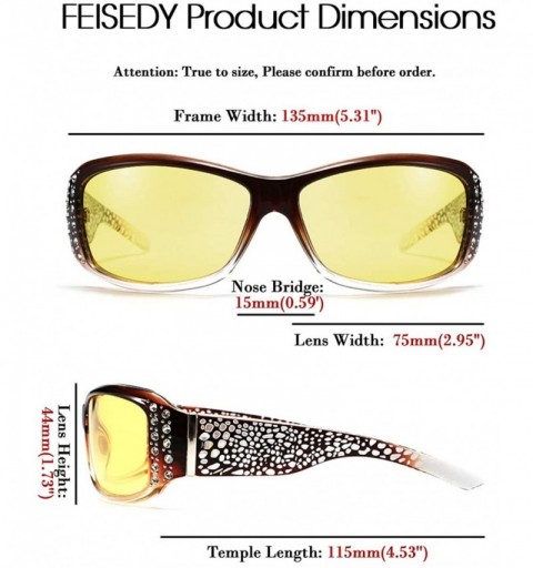 Wrap Women Yellow Sunglasses Wrap Around Anti Glare Driving Night Glasses B2547 - Brown-transparent - CR192ZXW0Q9 $21.15