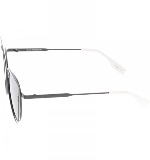 Cat Eye Oversize Metal Cutout Frame Arrow Accent Flat Lens Cat Eye Sunglasses 57mm - Black-white / Smoke - CM12O1RIHVV $11.56