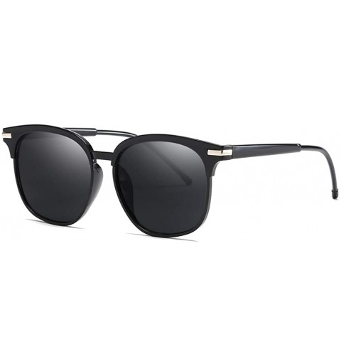 Oval Unisex Sunglasses Retro Black Drive Holiday Oval Non-Polarized UV400 - Black - C818R94M8HH $9.57