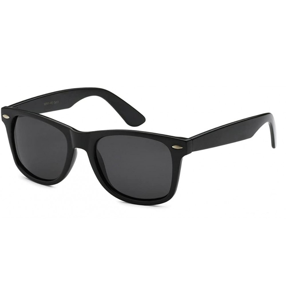 Wrap Retro Rewind Polarized Sunglasses (Black Gloss - Polarized) - CJ12K5KN50X $18.26