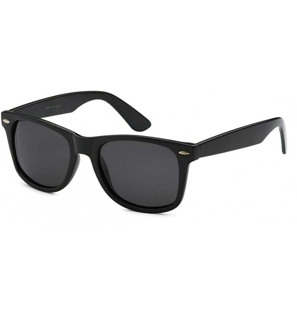 Wrap Retro Rewind Polarized Sunglasses (Black Gloss - Polarized) - CJ12K5KN50X $10.36