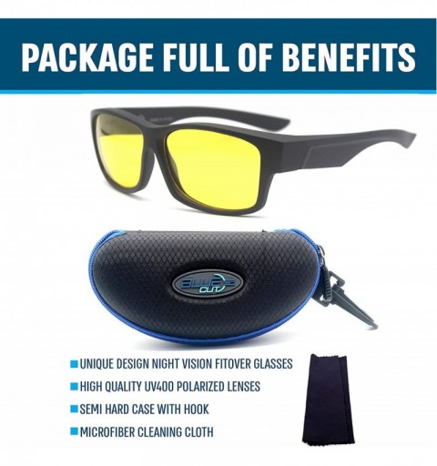 Shield Fit Over Polarized Sunglasses Driving Clip on Sunglasses to Wear Over Prescription Glasses - Black-yellow - CD18SKLZ9Y...