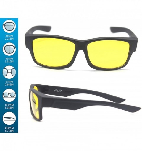 Shield Fit Over Polarized Sunglasses Driving Clip on Sunglasses to Wear Over Prescription Glasses - Black-yellow - CD18SKLZ9Y...