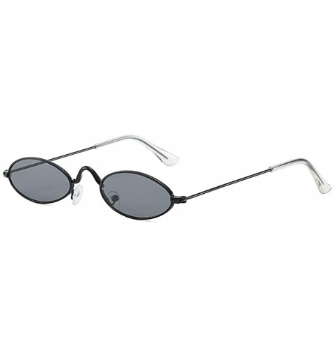 Oval Unisex Small Frame Oval Sunglasses Metal Ocean Sunglasses Trendy Fashion Glasses - A - CP196WTAL74 $20.24