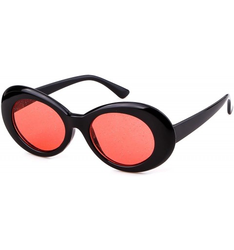 Oval Sunglasses Unisex Kurt Cobain Glasses Bold Retro Oval Mod Clout Goggles - F-black/Red - CE18E84SKIK $19.35