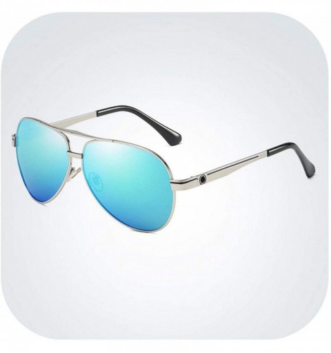 Square New Polarized Sunglasses Men Pilot - Silver Blue - CL198AI9NX0 $34.30