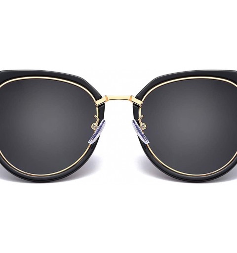 Oval Women Sunglasses Retro Black Drive Holiday Oval Polarized UV400 - Black - CJ18R5TNMN8 $11.88
