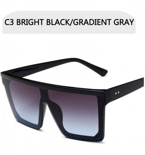 Square Flat Top Sunglasses Men Women Square Shades Gradient Sun Glasses Cool One Piece UV400 Mirror - C3 - C019850HLYQ $33.54