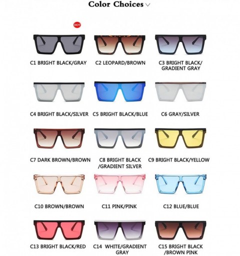 Square Flat Top Sunglasses Men Women Square Shades Gradient Sun Glasses Cool One Piece UV400 Mirror - C3 - C019850HLYQ $33.54