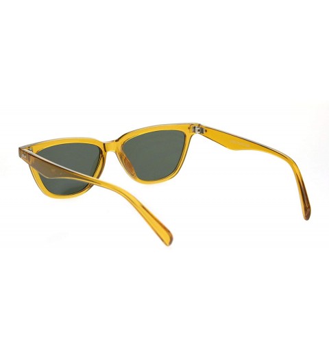 Cat Eye Womens Retro Vintage Narrow Thin Cat Eye Plastic Sunglasses - Yellow Green - C518NDGA0Q8 $9.82