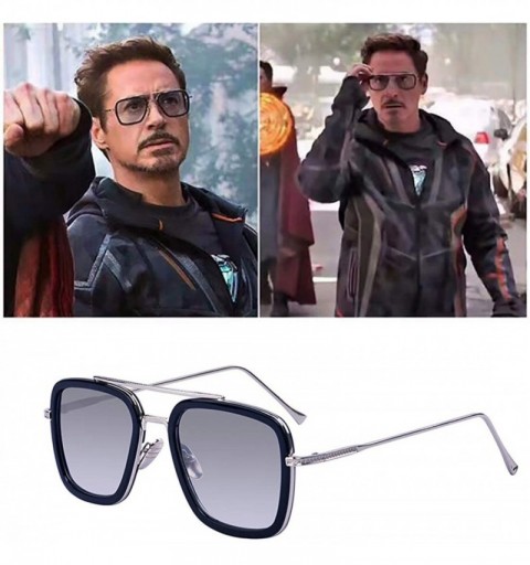 Aviator Retro Aviator Square Iron Man Sunglasses Tony Stark Glasses Eyewear Metal Frame for Men Women - C618WGG6L6R $11.50