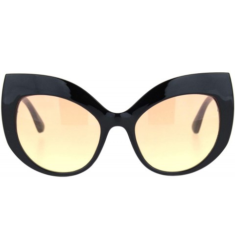 Womens Oversize Thick Plastic Brow Cat Eye Butterfly Sunglasses - Black ...