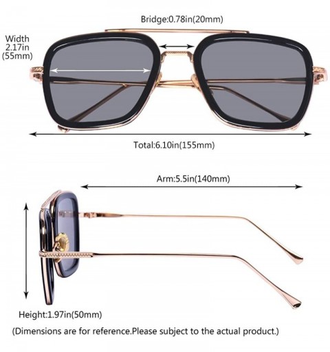 Aviator Retro Aviator Square Iron Man Sunglasses Tony Stark Glasses Eyewear Metal Frame for Men Women - C618WGG6L6R $11.50