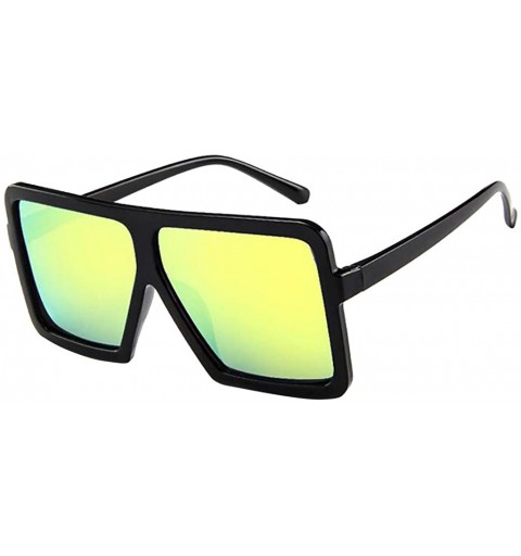 Oversized Women Men Vintage Retro Square Glasses Unisex Big Frame Sunglasses Eyewear - Yellow - CN18RH3NGHS $7.98