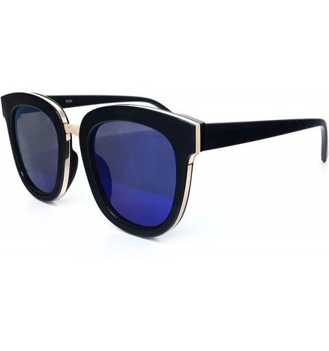 Aviator 8584 Premium Oversize Retro Womens Mens Mirror Funky Fashion Revo Candy Flat Sunglasses - Premium - CC17AA375MH $35.26