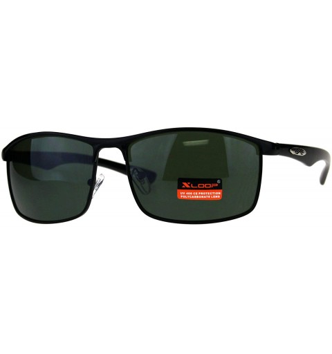 Sport Xloop Sunglasses Mens Designer Fashion Rectangular Shades UV 400 - Black (Green) - CI18E2T0DGN $19.07