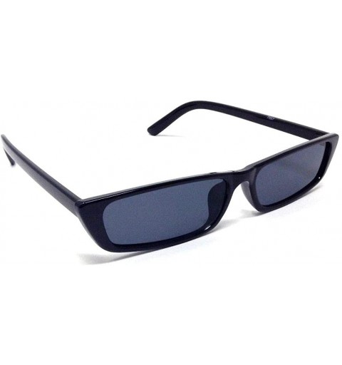 Square Slim Rectangular Minimal Classic Mod Sunglasses - Black Frame - CQ18L8XLZCQ $13.77