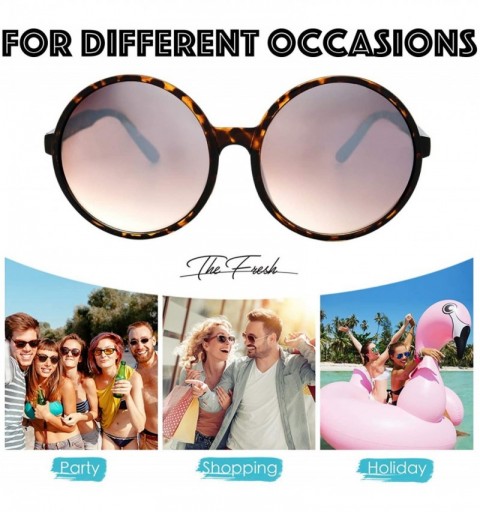 Wrap Retro Chunky Frame Ocean Colored Lens Oversized Round Sunglasses Gift Box - 6-tortoise - CP18EQ7Q5OA $13.03