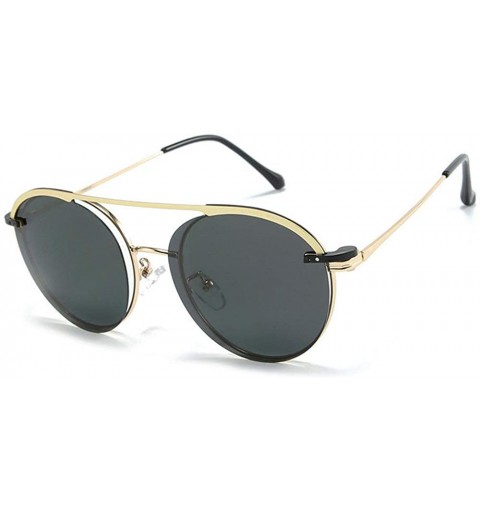 Round 2020 Men's Fashion Set Mirror Polarized One Mirror Multipurpose Retro Fashion Metal Ladies Sunglasses - Gold - C5193EA8...