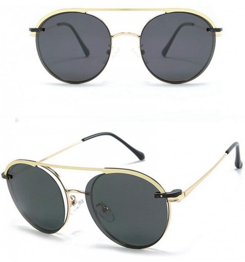 Round 2020 Men's Fashion Set Mirror Polarized One Mirror Multipurpose Retro Fashion Metal Ladies Sunglasses - Gold - C5193EA8...