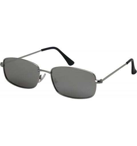 Rectangular Classic Small Rectangular Sunglasses Men Women Flat Lens 5144 - 5144-flrev-silver Frame/White Mirrored Lens - CV1...