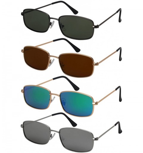 Rectangular Classic Small Rectangular Sunglasses Men Women Flat Lens 5144 - 5144-flrev-silver Frame/White Mirrored Lens - CV1...
