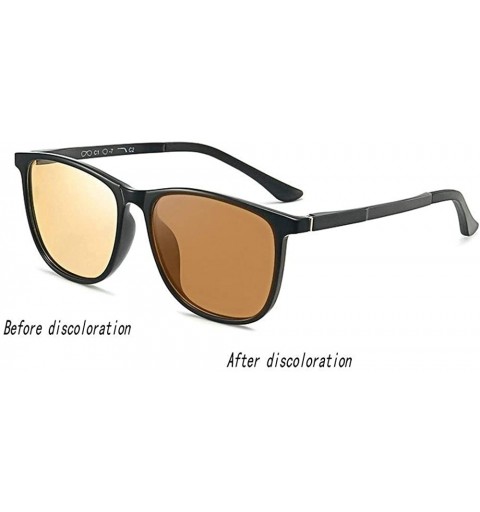 Square Ultralight Photochromic Sunglasses Polarized Discoloration - Brown - CN18Z0H893E $12.33