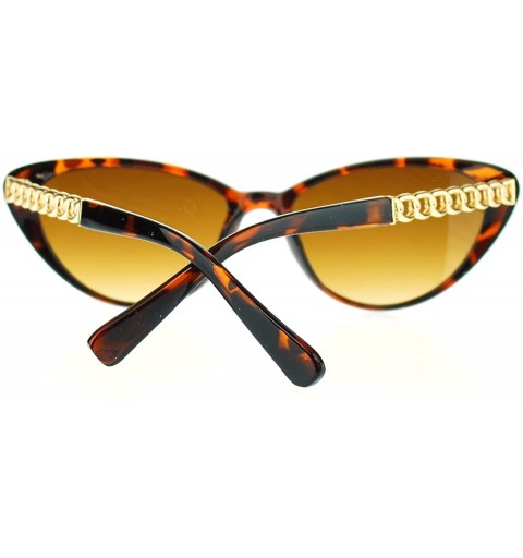 Cat Eye Womens Solid Diva Metal Chain Arm Retro Classic Cat Eye Sunglasses - Tortoise - CK11MWB0E5D $8.71