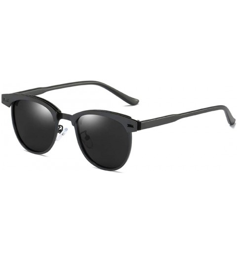 Oval Retro Driving Sunglasses Metal Frame For Men Women - Black Gray - CF18NW5AY66 $25.70