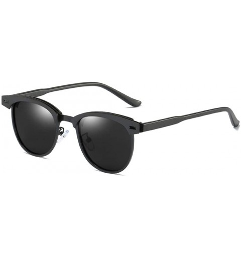 Oval Retro Driving Sunglasses Metal Frame For Men Women - Black Gray - CF18NW5AY66 $12.85