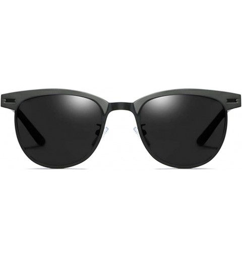 Oval Retro Driving Sunglasses Metal Frame For Men Women - Black Gray - CF18NW5AY66 $12.85