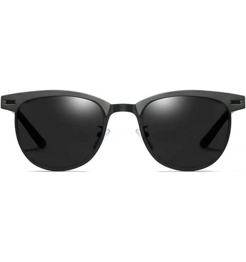 Oval Retro Driving Sunglasses Metal Frame For Men Women - Black Gray - CF18NW5AY66 $12.85