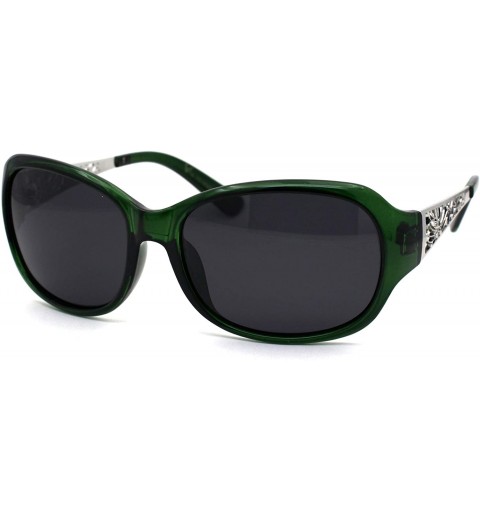 Butterfly Polarized Antiglare Floral Diecut Arm Luxury Butterfly Sunglasses - Green Silver Black - CY196WESX06 $13.85