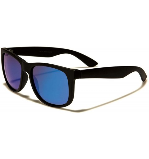 Wayfarer Classic Retro 80s 90s Indie Fashion Summer Beach Mirrored Lens Sunglasses - Black / Blue - CL18930HHZS $23.73
