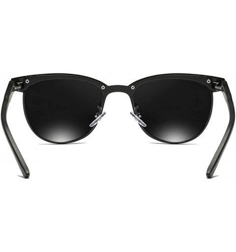 Oval Retro Driving Sunglasses Metal Frame For Men Women - Black Gray - CF18NW5AY66 $12.85