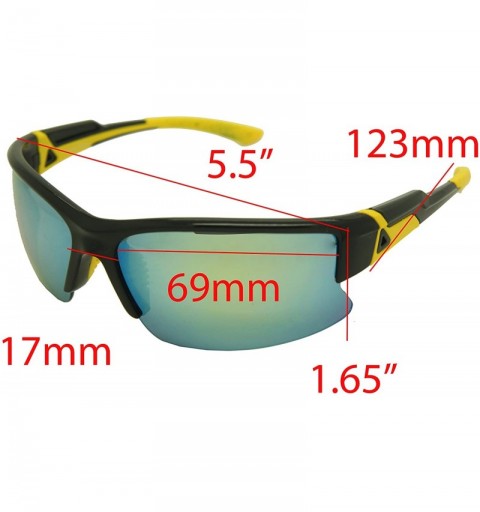 Rectangular Double Injection Sunglasses SPORTS - 2762 Shiny Black Yellow / Yellow Mirror - CO12HTW9BX5 $14.19