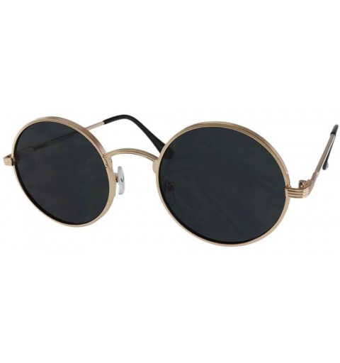 Round Kaia - Metal Round Fashion Sunglasses with Microfiber Pouch - Gold / Smoke - CF18IRX97ZQ $15.17