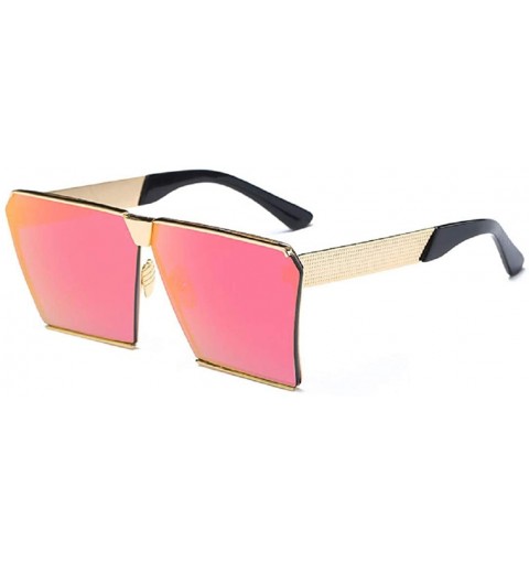 Square Fashion Designer Women Sunglasses Oversized Flat Top Square Frame Metal Gradient Lens - L - C218RHAZW4K $11.39