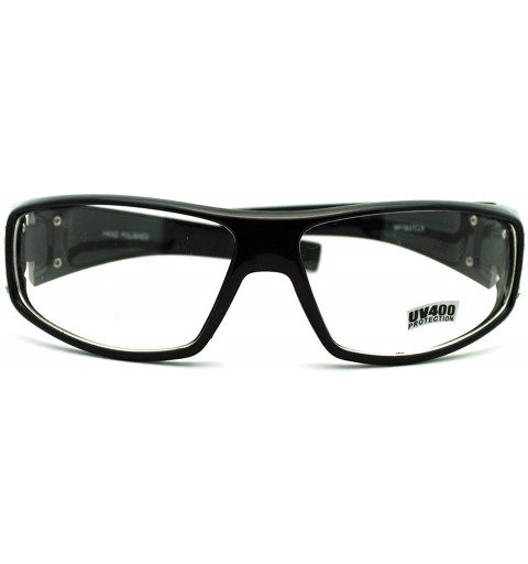 Rectangular Mens Clear Lens Jaguar Emblem Black Warp Biker Clear Lens Eye Glasses - CP11KUKHTHJ $9.46