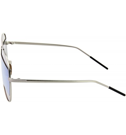 Aviator Women Men Aviator Sunglasses - Designer Mirrored Lens Eyeglasses - Blue - CC17Y0O3RKA $13.82