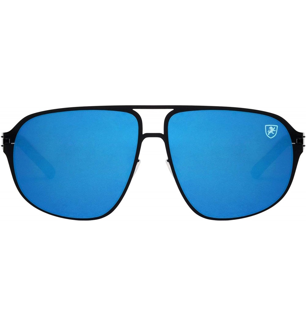 Oval Aero Pod Flat Thin Frame Oval Aviator Sunglasses - Blue Black - CZ199LXD37M $24.82