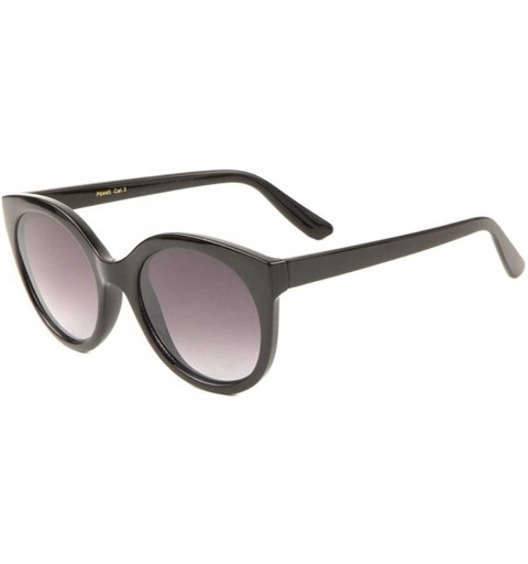 Round Three Color Line Crystal Round Cat Eye Sunglasses - Black - C91983IS5DW $14.85