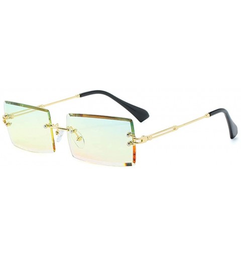 Square Frameless Cut Edge Square Sunglasses Men and Women Small Color Sun Glasses - Pl - CA18Y66OREC $7.84