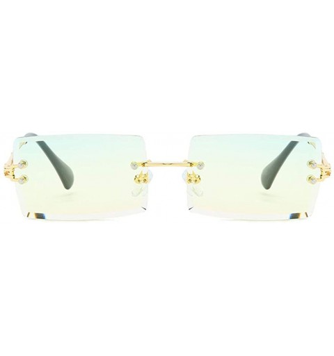 Square Frameless Cut Edge Square Sunglasses Men and Women Small Color Sun Glasses - Pl - CA18Y66OREC $7.84