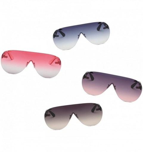 Shield Oversized Aviator Shield Sunglasses Rimless Flat Top Mirror Glasses for Women/Men - Pink - C3198N3M6GK $24.52