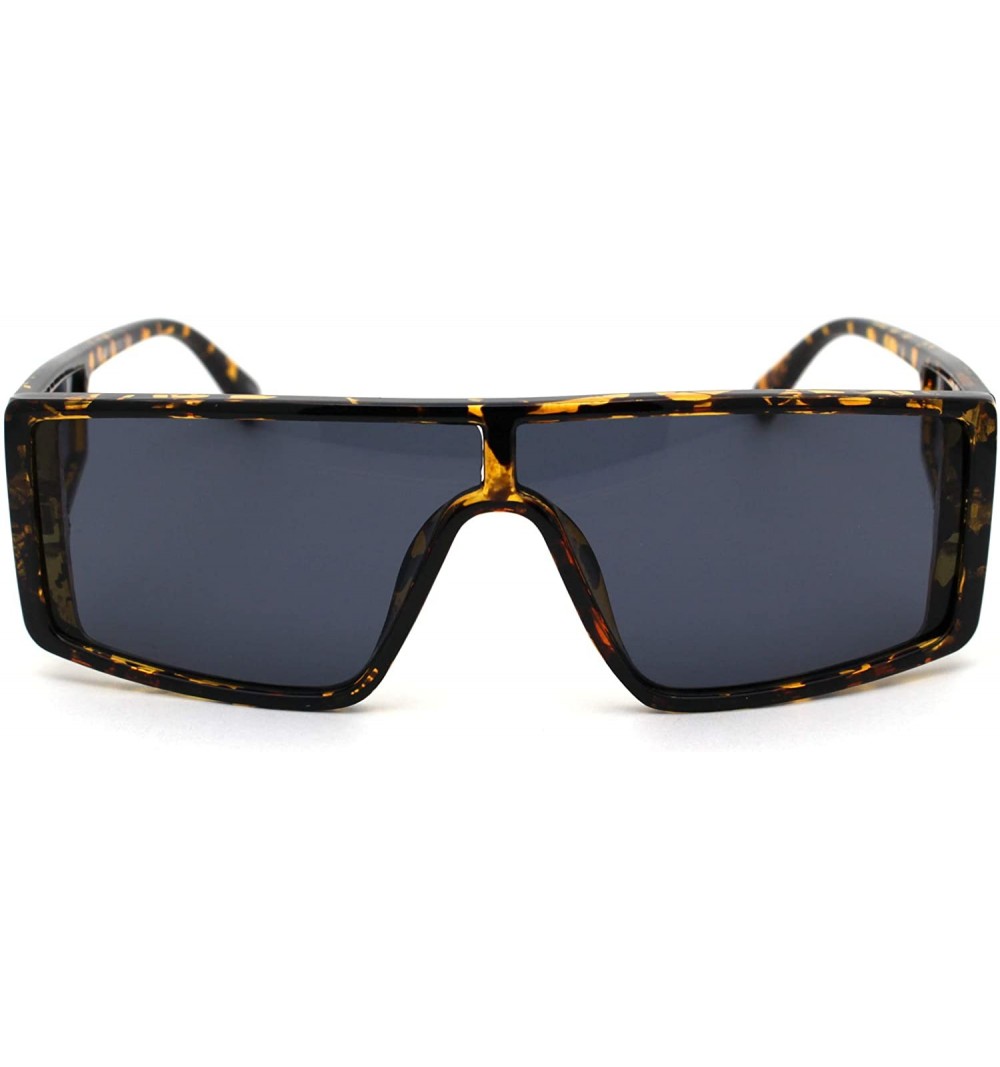 Rectangular Unisex Flat Top Rectangular Mob Side Visor Plastic Sunglasses - Tortoise Black - CE18ZCQOHC3 $12.02