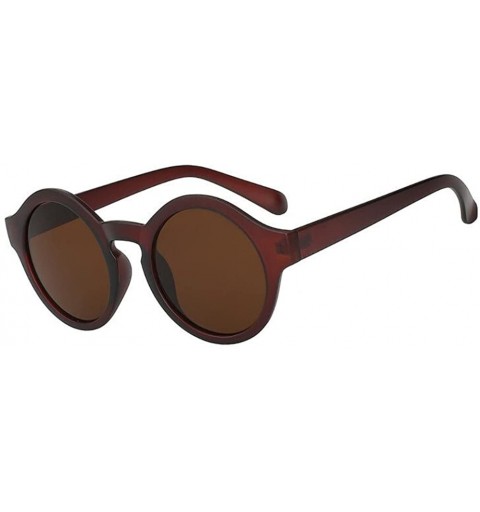 Round Unisex UV400 Retro Vintage Mirror glasses Round Circle Sunglasses Eyewear - Brown - CT18ET6NLXY $10.90