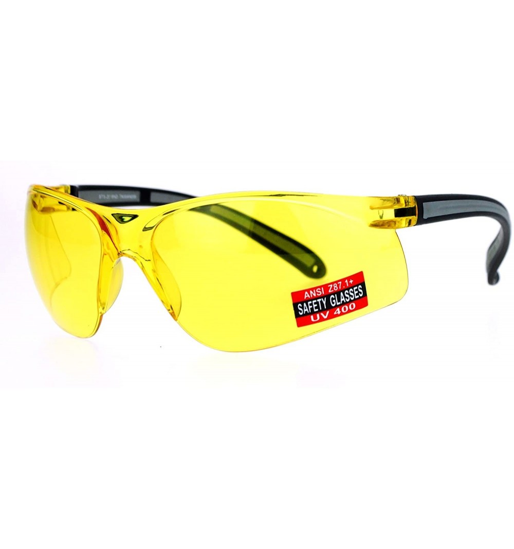 Wrap Yellow HD Lens ANSI Z87.1+ Protection Half Rim Warp Safety Glasses - Grey - CT128UNMMM9 $11.48