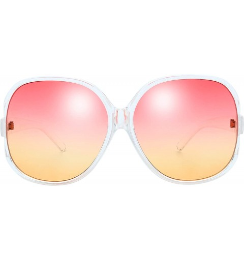 Round New Women's Vintage Style Jackie O Huge Frame Ocean Colored Lens Sunglasses - 4-crystal - CM1867D7WXU $11.20